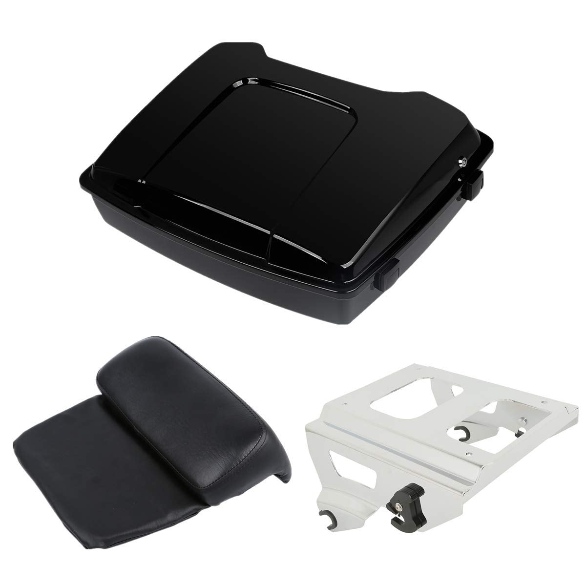 TCMT 5.5" Razor Motorcycle Trunk Box Backrest Pad Two Up Mounting Rack Fit For Harley 2009-2013 Touring Road Glide Street Glide Electra Glide Road King Pack