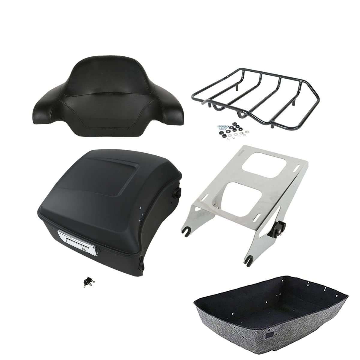 TCMT 13.7" King 2014-2025 Motorcycle Trunk Backrest Pad Top Luggage Rack Speakers Fit For Harley Touring CVO Road King Street Electra Glide Ultra Limited Pack