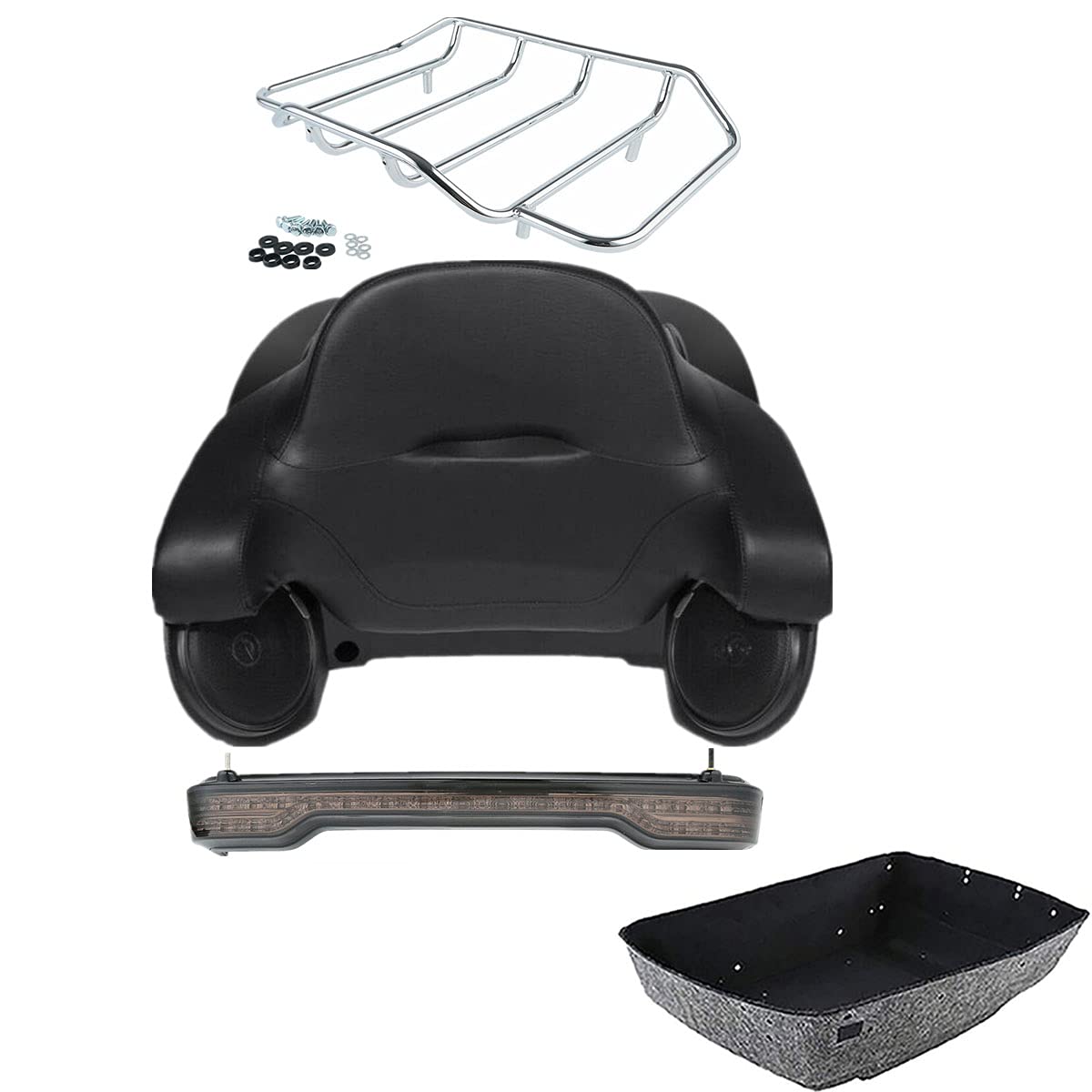 TCMT 13.7" King 2014-2025 Motorcycle Trunk Backrest Pad Top Luggage Rack Speakers Fit For Harley Touring CVO Road King Street Electra Glide Ultra Limited Pack