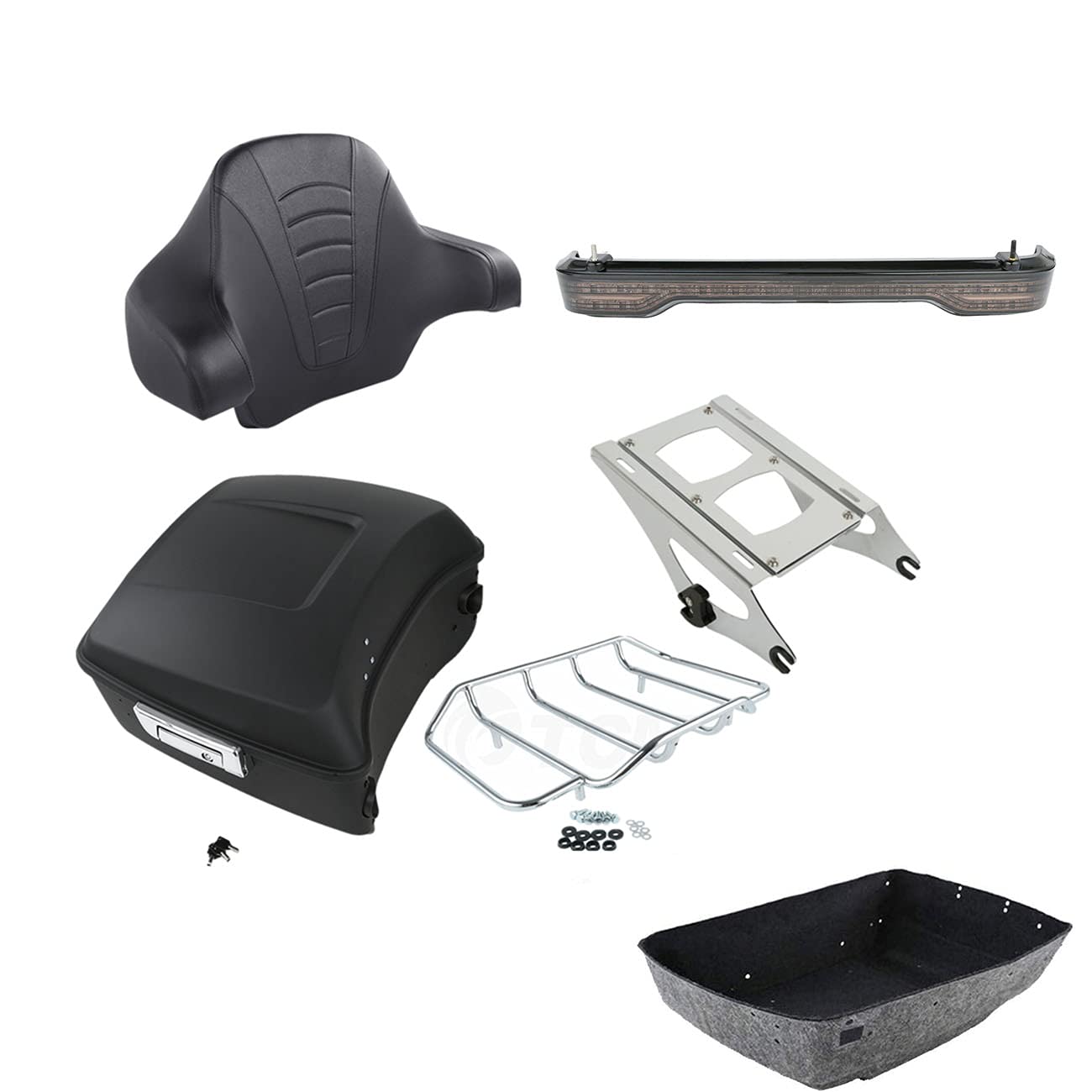 TCMT 13.7" King 2014-2025 Motorcycle Trunk Backrest Pad Top Luggage Rack Mount Rack Fit For Harley Trunk Touring CVO Road King Road Glide Street Glide Electra Glide Ultra Limited Pack