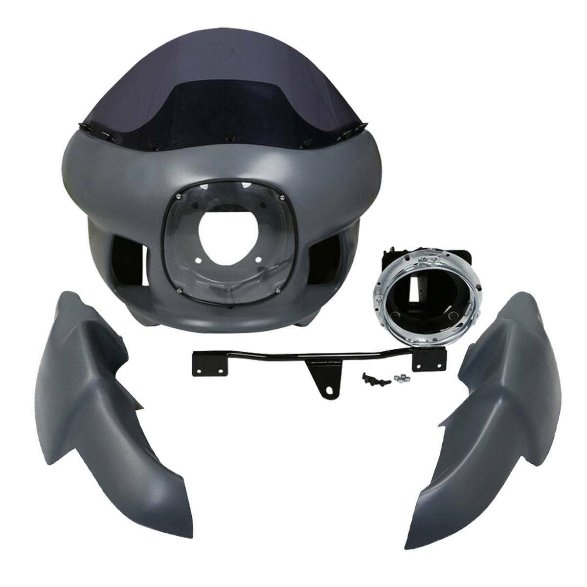 TCMT 7" Front Upper Fairing Mount Kit + Windshield Fits For Harley Dyna Low Rider 2006-2009,2016-2017 Street Bob Wide Glide 2006-2017 Super Glide Custom 2006-2014 Super Glide FXD/I 2006-2010