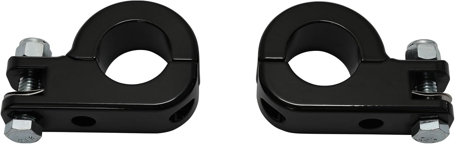 TCMT 32mm 1 1/4" Highway Engine Guard Bar Highway Footpegs Mount Kit - Aluminum - Black - Universal Fit - Front - Fits Harley Touring, Road King, Street Glide, Electra Glide & More