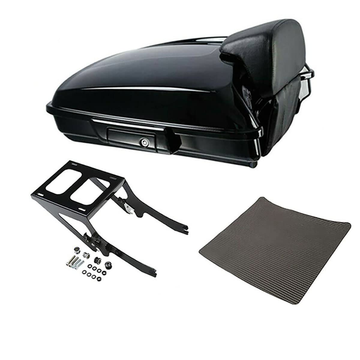 TCMT King Motorcycle Trunk Box Wrap-around Backrest Two-Up Mounting Rack Luggage Rack Base Plate Fit For Harley 2018-2025 Heritage Classic 2018-2020 Deluxe FLDE 2024 Hydra-Glide Revival FLI Pack
