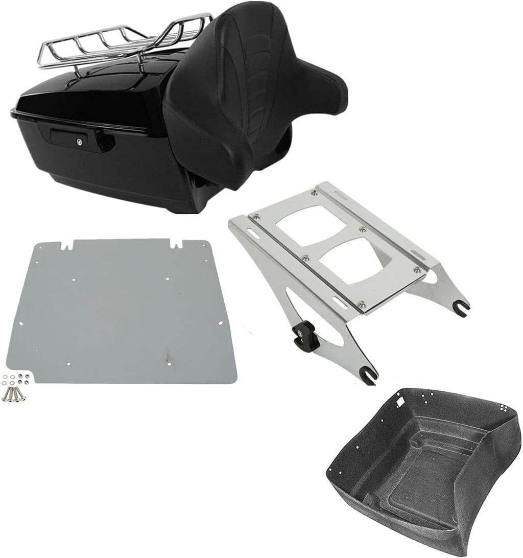 TCMT 13.7" King Motorcycle Trunk Backrest Pad Luggage Rack 2 Up Mounting Rack Base Plate Fit For Harley 2014-2025 Touring CVO Road King Road Glide Street Glide Electra Glide Pack
