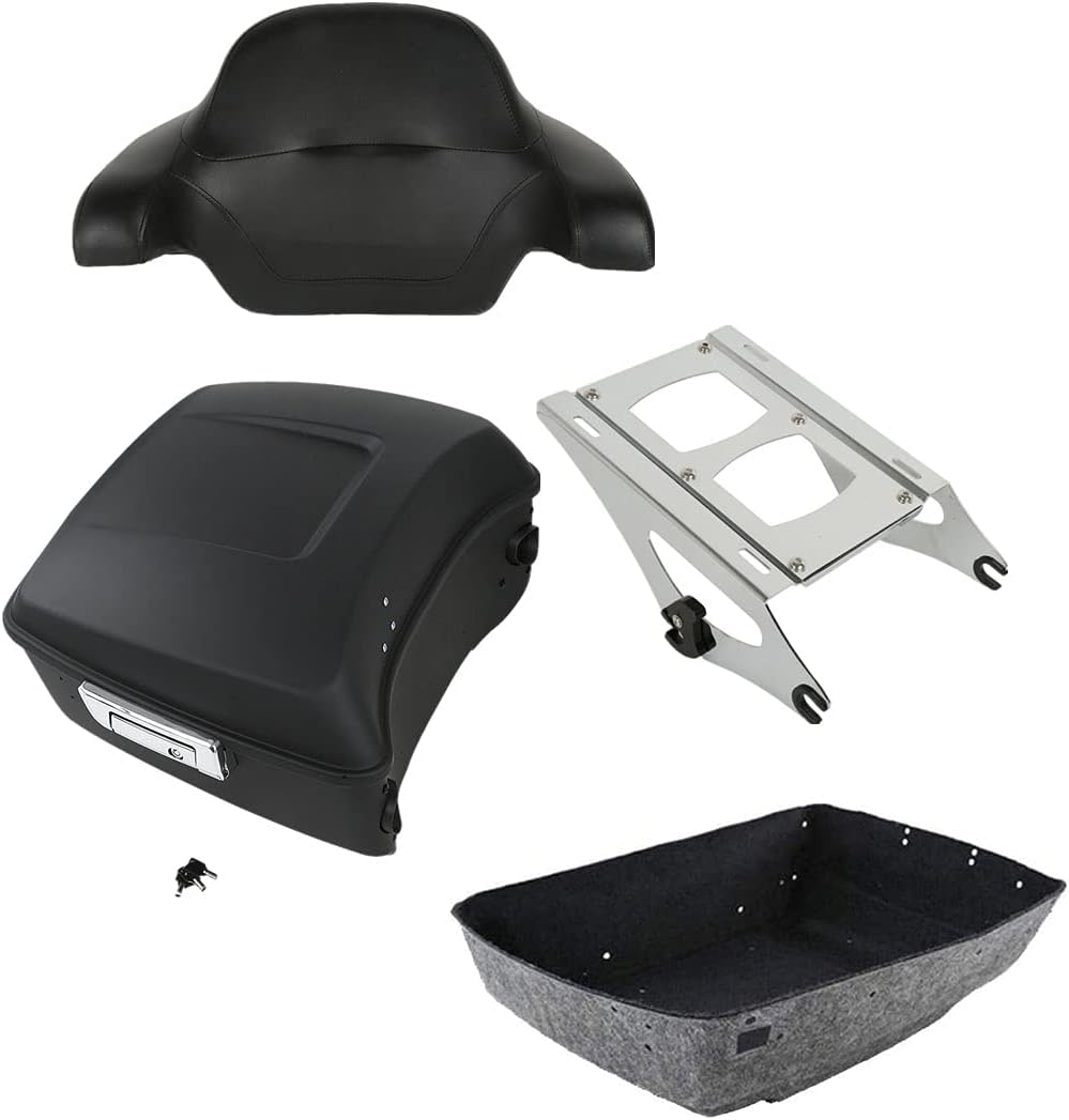 TCMT 13.7" King Motorcycle Trunk Box Wrap Around Backrest Pad Two Up Mounting Rack Fit For Harley 2014-2025 Touring CVO Road King Road Glide Street Glide Electra Glide Ultra Limited Pack Trunk