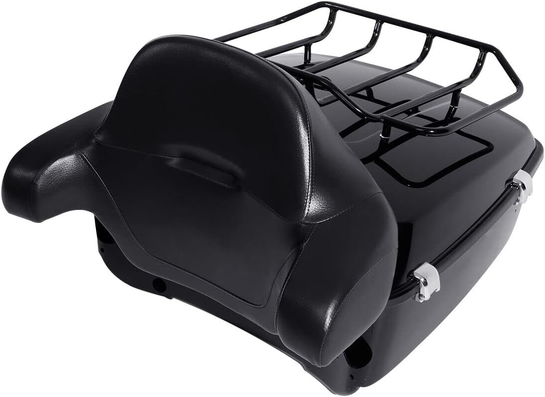 TCMT King Motorcycle Trunk Box Wrap-around Backrest Two-Up Mounting Rack Luggage Rack Fit For Harley 2018-2025 Heritage Classic 2018-2020 Deluxe FLDE 2024 Hydra-Glide Revival FLI Pack