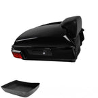TCMT 10.7" Black Latches Chopped Motorcycle Trunk Backrest Pad Smoke LED Tail Light Fit For Harley 2014-2025 Street Glide Road King Electra Glide Ultra-Classic Pack
