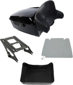 TCMT 13.7" King Motorcycle Trunk Backrest Pad Two Up Mounting Rack Base Plate Fit For Harley 2014-2025 Touring CVO Road King Road Glide Street Glide Electra Glide Pack