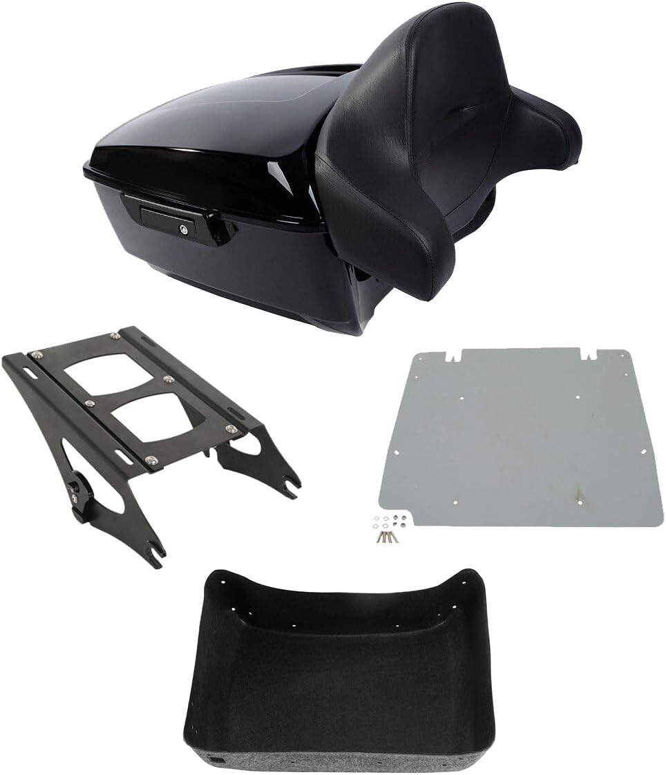 TCMT 13.7" King Motorcycle Trunk Backrest Pad Two Up Mounting Rack Base Plate Fit For Harley 2014-2025 Touring CVO Road King Road Glide Street Glide Electra Glide Pack