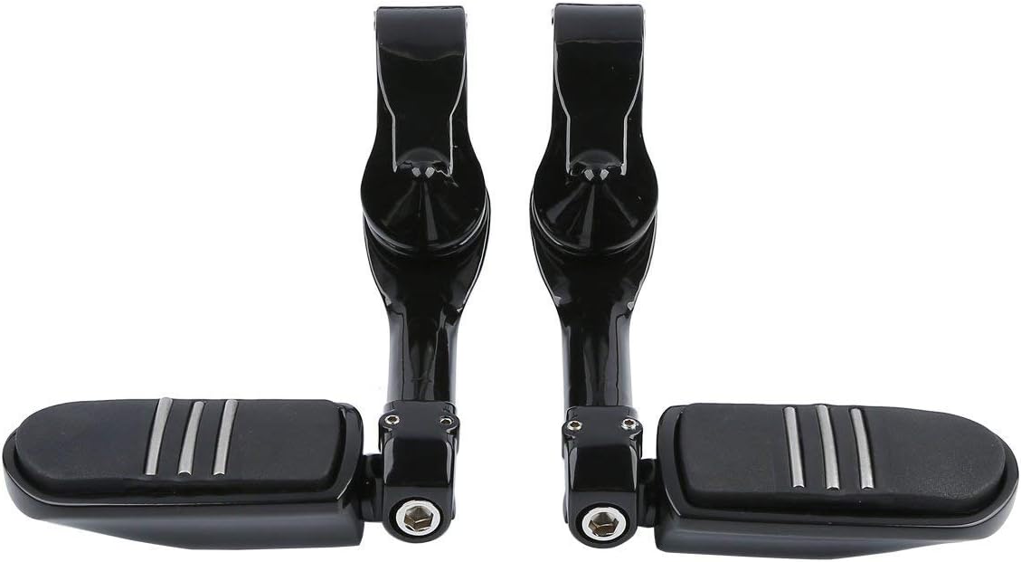 TCMT 1-1/4" 1.25" 32mm Black Long Angled Highway Engine Guard Foot Pegs Kit Fits For Harley Touring Road King Street Glide Road Glide Electra Glide Softail Sportster Dyna with 1.25" Engine Guards