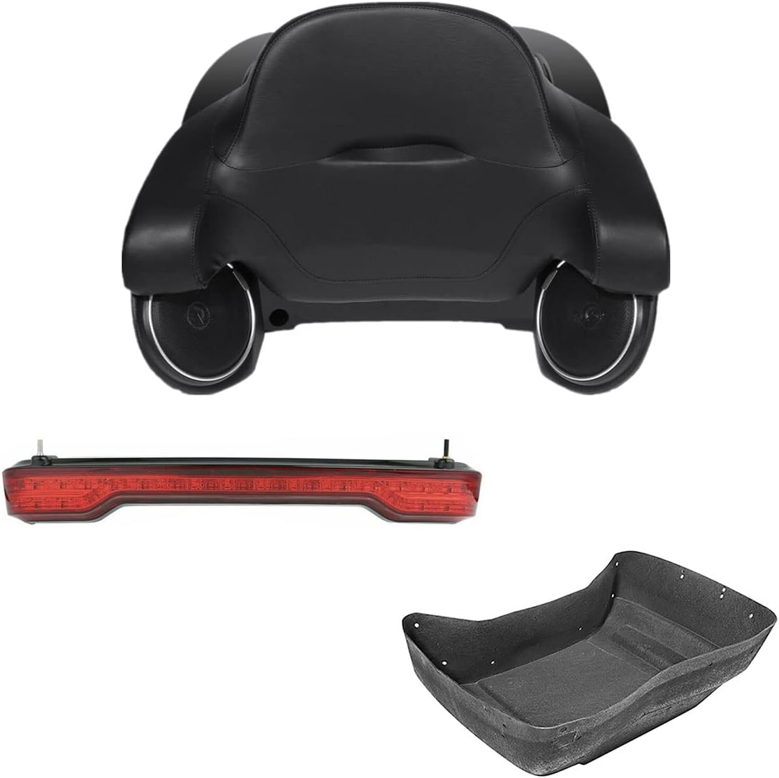 TCMT 13.7" King Motorcycle Trunk Box Wrap-Around Backrest Speakers Taillight Fit For Harley 2014-2025 Touring CVO Road King Road Glide Street Glide Electra Glide Pack