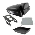 TCMT 10.7" Vivid Black Chopped Motorcycle Trunk Backrest Pad Tail Light with Brake Turn Signal Fit For Harley Touring 2014-2025 Electra Glide Road Glide Road King FLHT FLTRX FLHR Pack