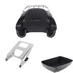 TCMT 13.7" King Motorcycle Trunk Box Wrap-Around Backrest 2 Up Mounting Rack Fit For Harley 2014-2025 Touring CVO Road King Road Glide Street Glide Electra Glide Pack