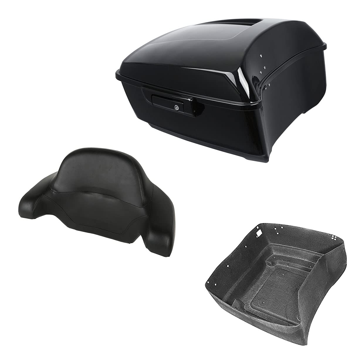 TCMT 13.7" King Motorcycle Trunk Backrest Pad Luggage Rack 2 Up Mounting Rack Base Plate Docking Fit For Harley 2014-2025 Touring CVO Road King Road Glide Street Glide Electra Glide Pack
