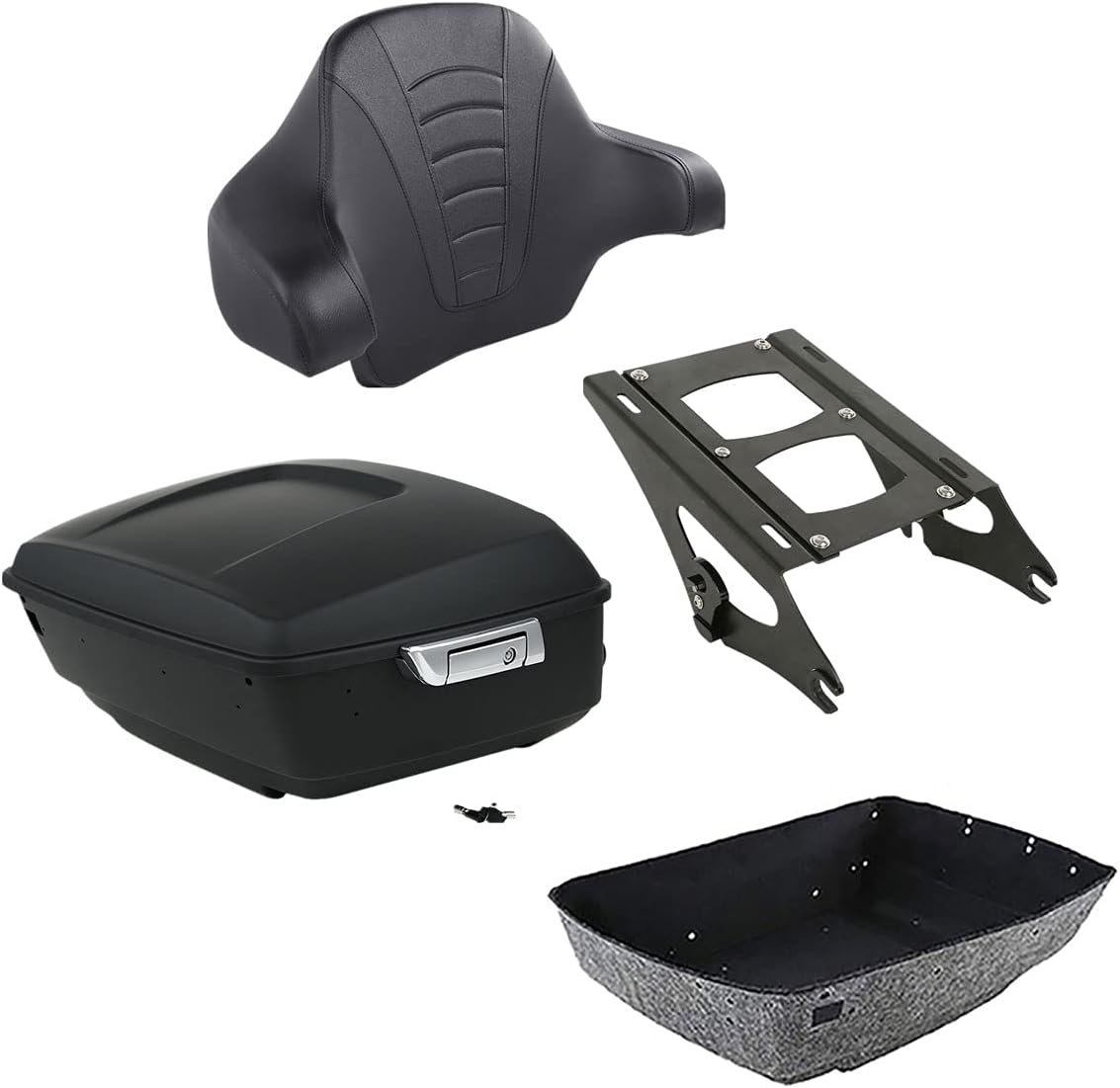 TCMT 13.7" King Motorcycle Trunk Box Wrap Around Backrest Pad Two Up Mounting Rack Fit For Harley 2014-2025 Touring CVO Road King Road Glide Street Glide Electra Glide Ultra Limited Pack Trunk