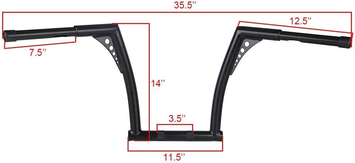TCMT 14" Rise Ape Hanger Handlebar Fits For Harley Dyna Fat Bob 2008-2017 Low Rider 2016-2019 Switchback 2012-2016 Wide Glide 2010-2017 Street Bob 2007-2017