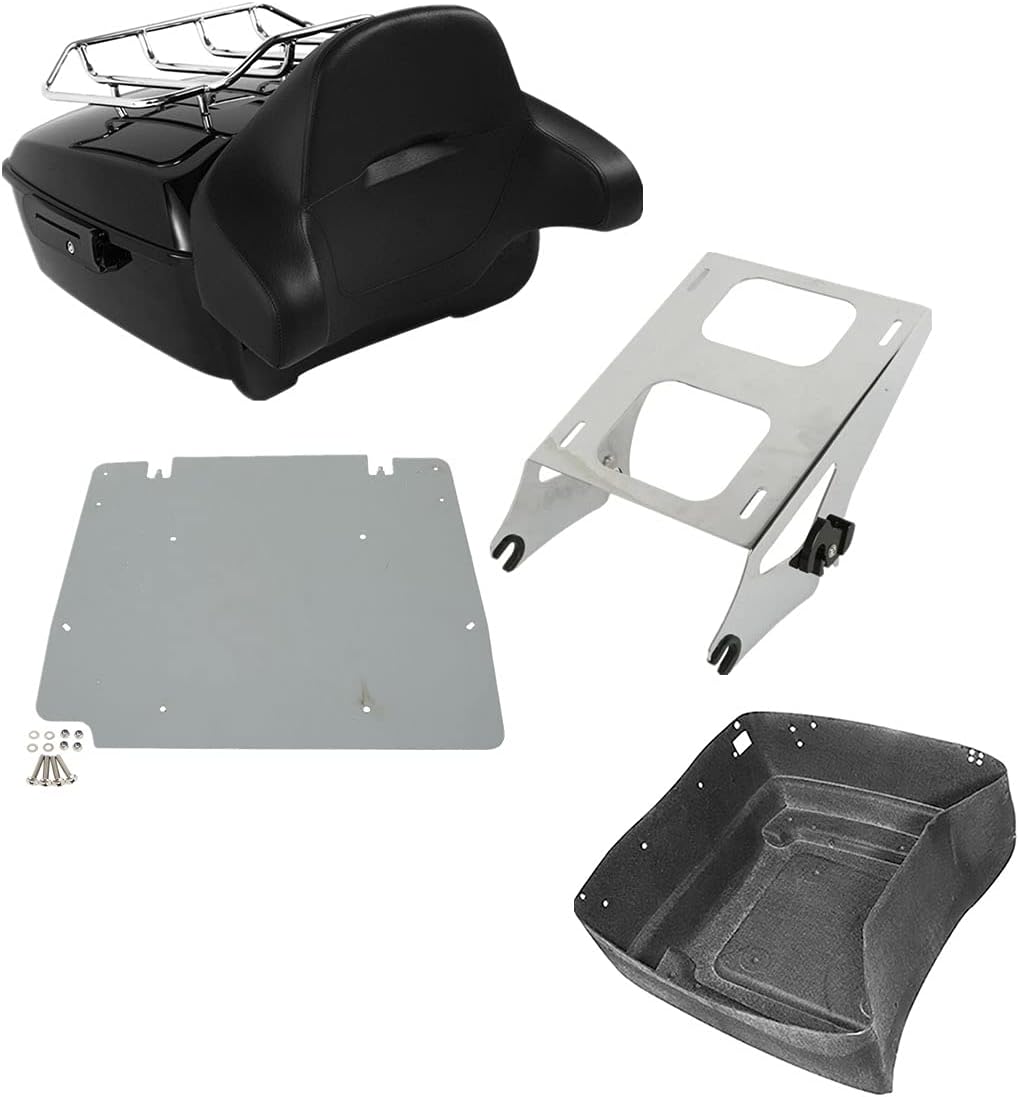 TCMT 13.7" King Motorcycle Trunk Backrest Pad Luggage Rack Two Up Mount Rack Base Plate Fit For Harley 2014-2025 Touring CVO Road King Road Glide Street Glide Electra Glide Pack