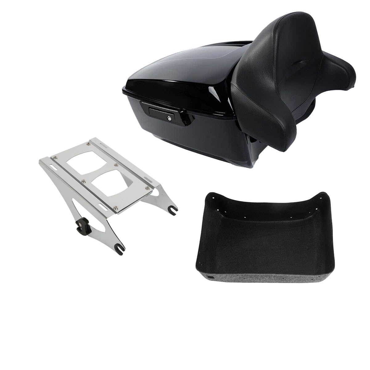 TCMT 13.7" King Motorcycle Trunk Backrest Pad Luggage Rack Two Up Mount Rack Base Plate Fit For Harley 2014-2025 Touring CVO Road King Road Glide Street Glide Electra Glide Pack