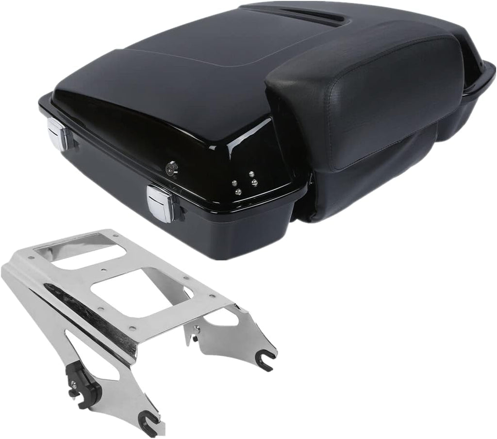 TCMT 5.5" Razor Motorcycle Trunk Box Backrest Pad Two Up Mounting Rack Fit For Harley 2009-2013 Touring Road Glide Street Glide Electra Glide Road King Pack