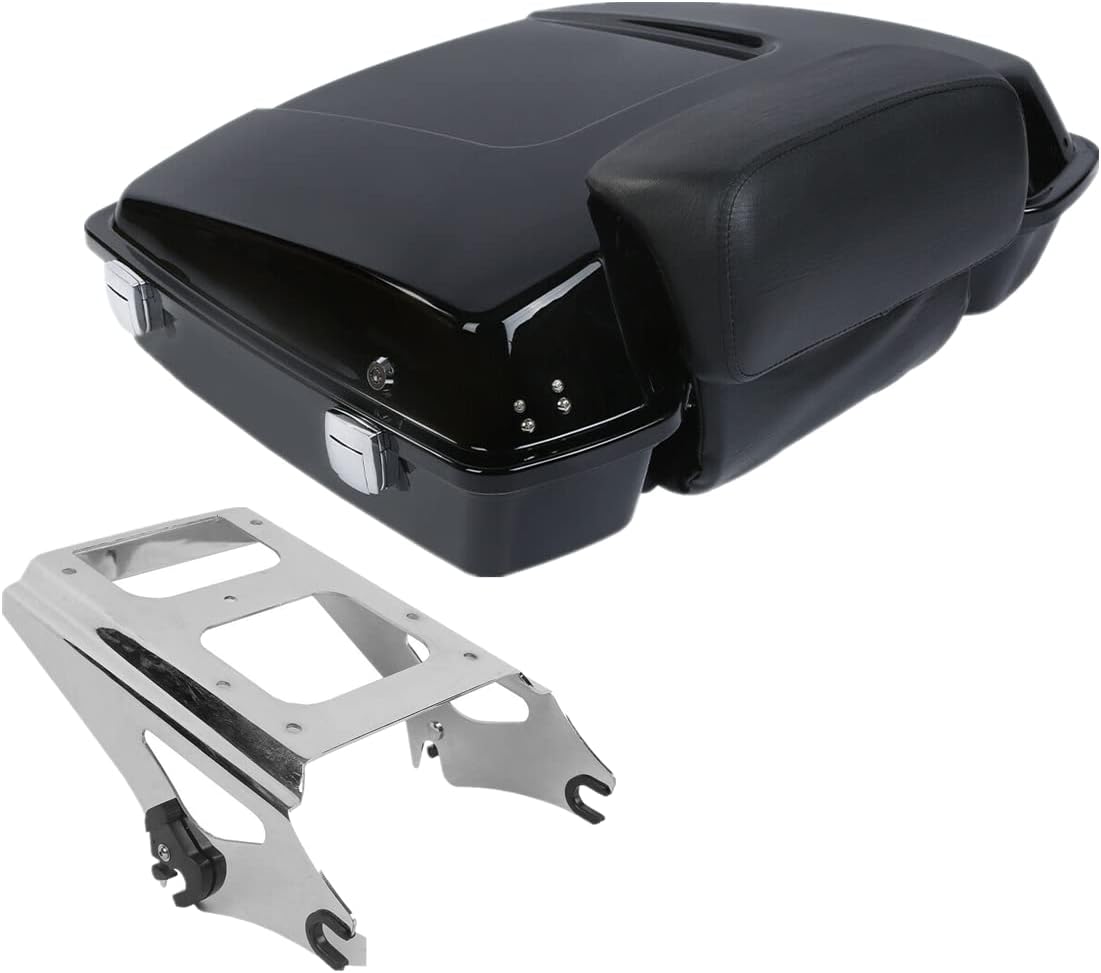 TCMT 5.5" Razor Motorcycle Trunk Box Backrest Pad Two Up Mounting Rack Fit For Harley 2009-2013 Touring Road Glide Street Glide Electra Glide Road King Pack