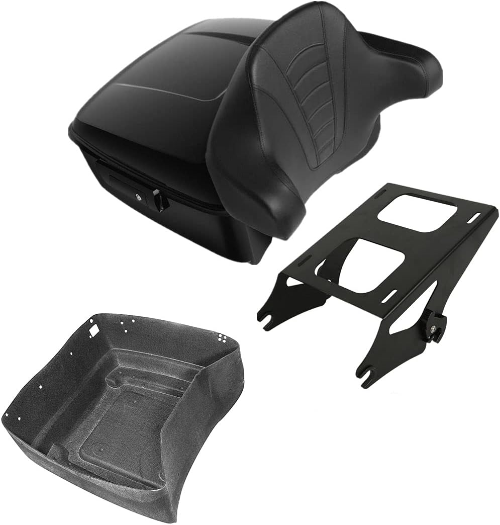 TCMT 13.7" King Motorcycle Trunk Backrest Pad 2 Up Mounting Rack Fit For Harley 2014-2025 Touring CVO Road King Road Glide Street Glide Electra Glide Pack
