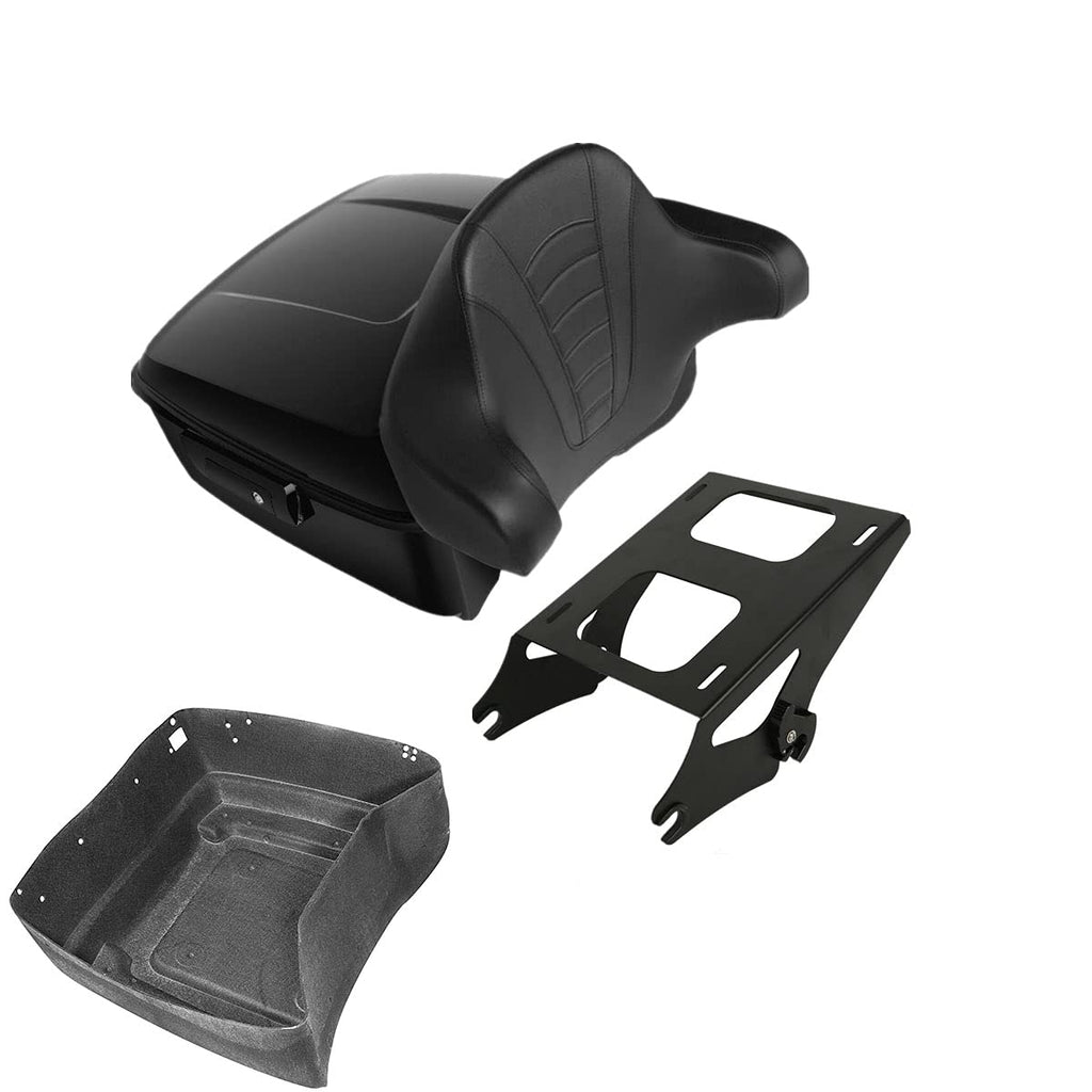 TCMT 13.7" King Motorcycle Trunk Backrest Pad Luggage Rack 2 Up Mounting Rack Base Plate Docking Fit For Harley 2014-2025 Touring CVO Road King Road Glide Street Glide Electra Glide Pack