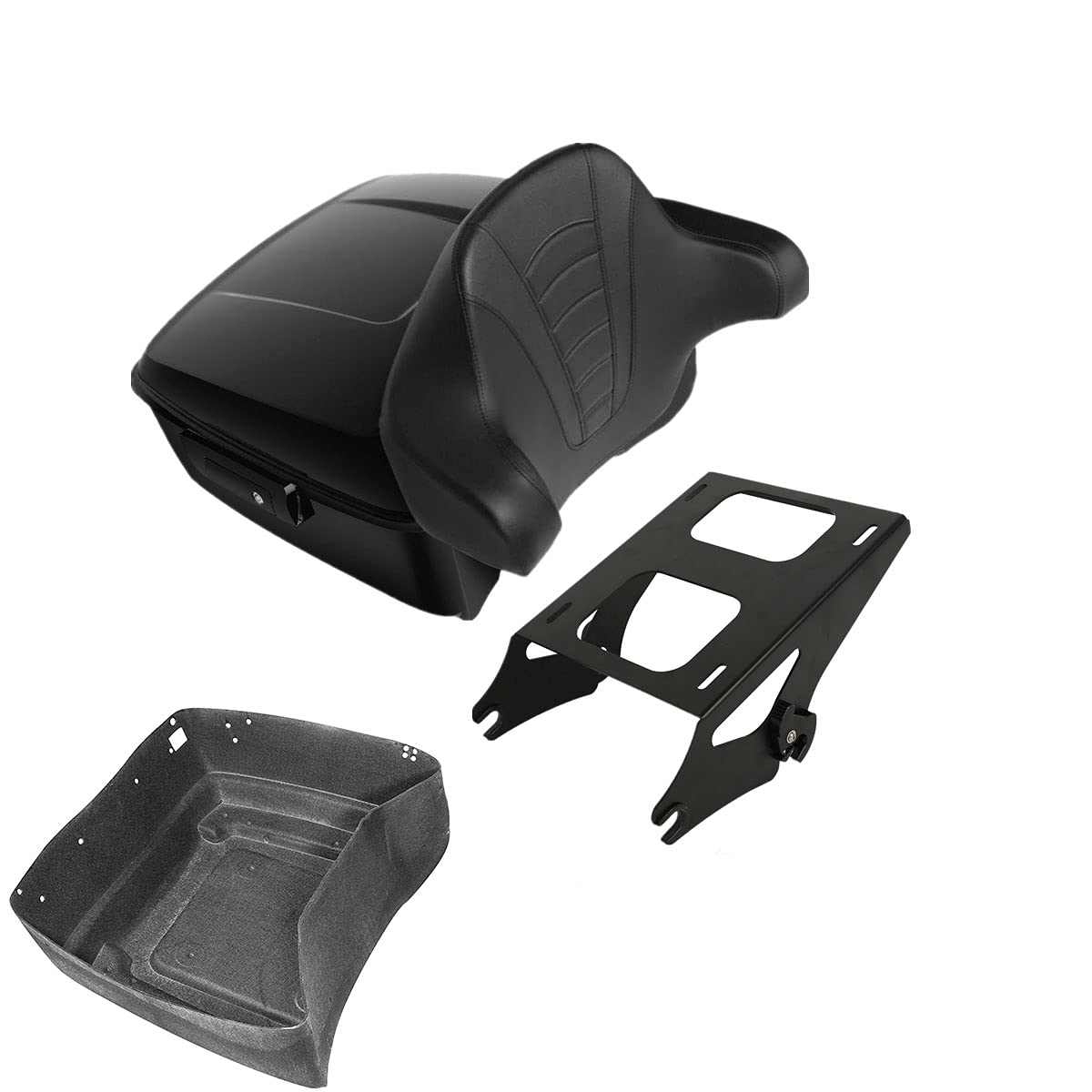 TCMT 13.7" King Motorcycle Trunk Backrest Pad Luggage Rack 2 Up Mounting Rack Base Plate Docking Fit For Harley 2014-2025 Touring CVO Road King Road Glide Street Glide Electra Glide Pack