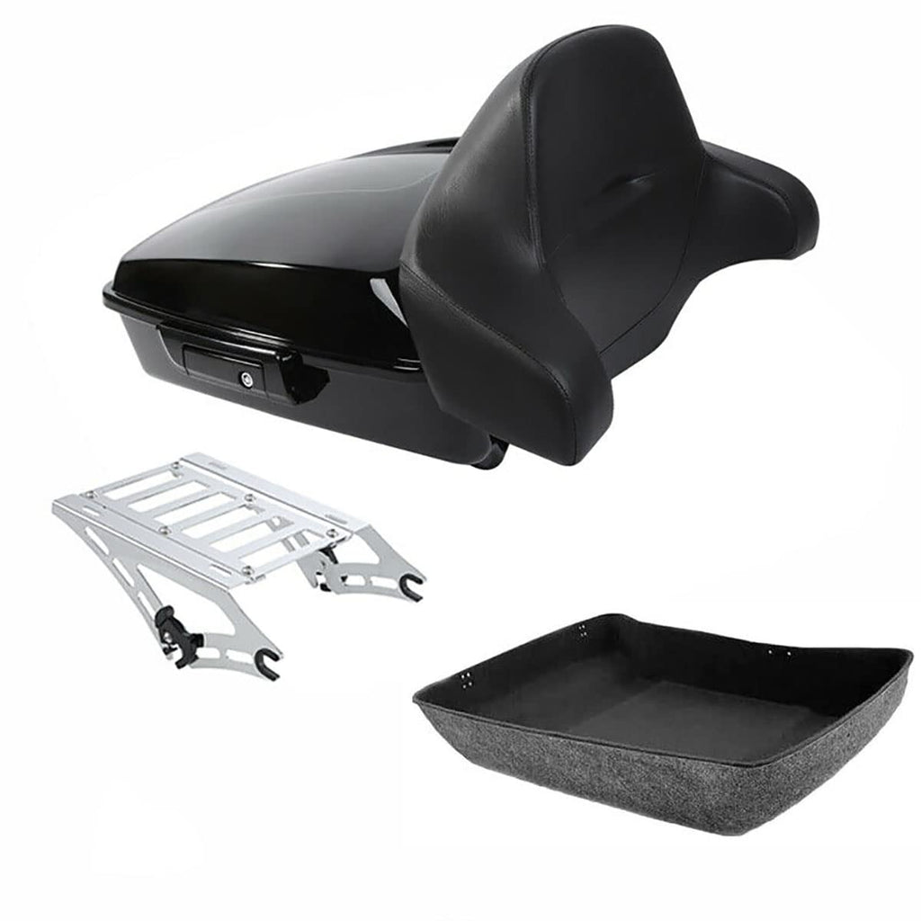 TCMT 10.7" Chopped Motorcycle Trunk Box Backrest LED Tail Light Fit For Harley Touring 2014-2025 Electra Glide Road Glide Road King FLHT FLTRX FLHR Chrome Latch Pack