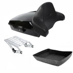 TCMT 10.7" Chopped Motorcycle Trunk Box Backrest LED Tail Light Fit For Harley Touring 2014-2025 Electra Glide Road Glide Road King FLHT FLTRX FLHR Chrome Latch Pack