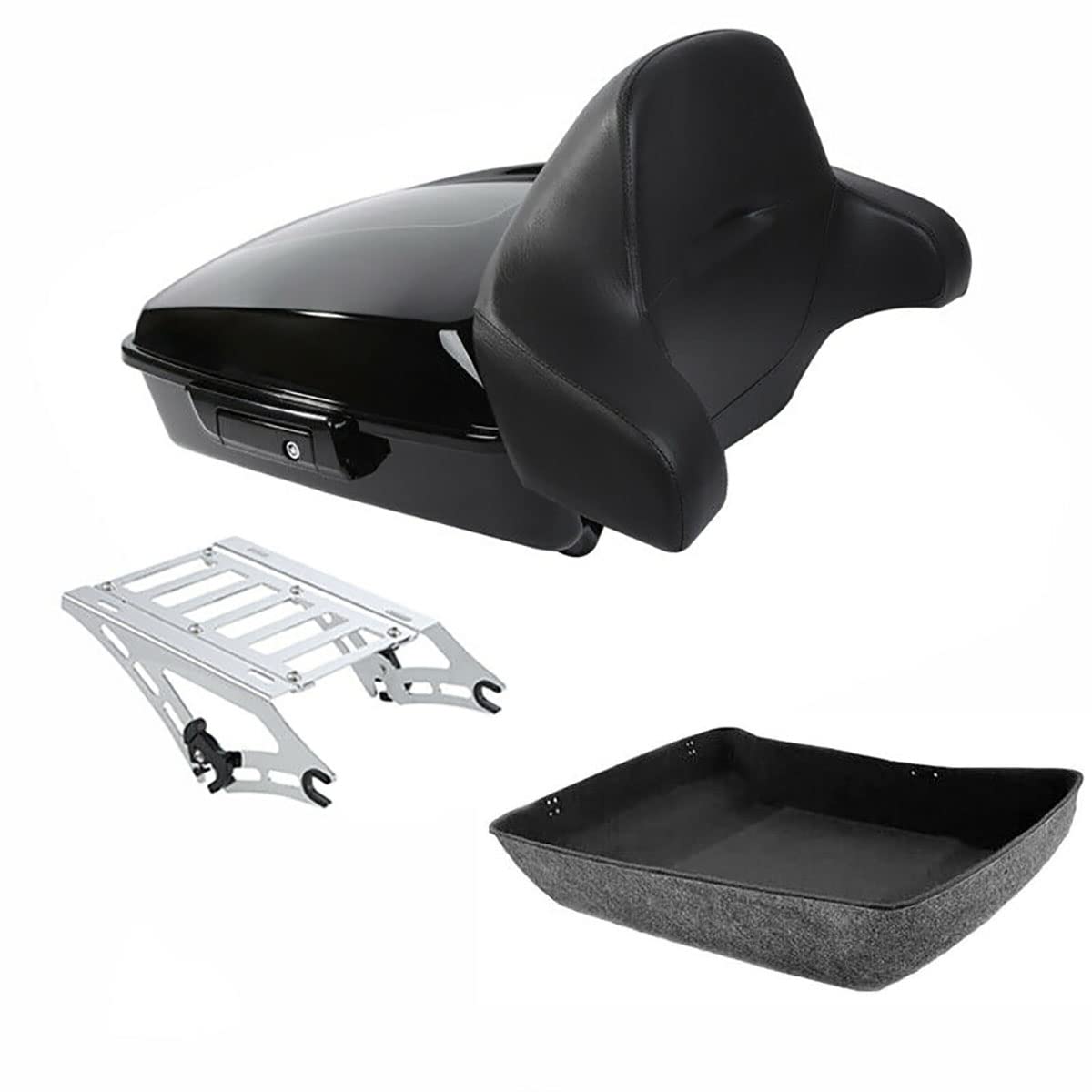 TCMT 10.7" Chopped Motorcycle Trunk Box Backrest LED Tail Light Fit For Harley Touring 2014-2025 Electra Glide Road Glide Road King FLHT FLTRX FLHR Chrome Latch Pack