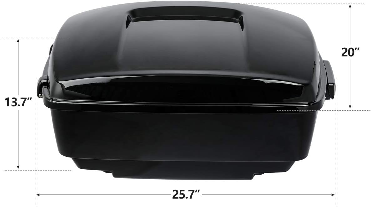 TCMT 13.7" King Motorcycle Trunk Box Black Latches Fits For Harley 2014-2025 Touring CVO Road King Road Glide Street Glide Electra Glide Pack