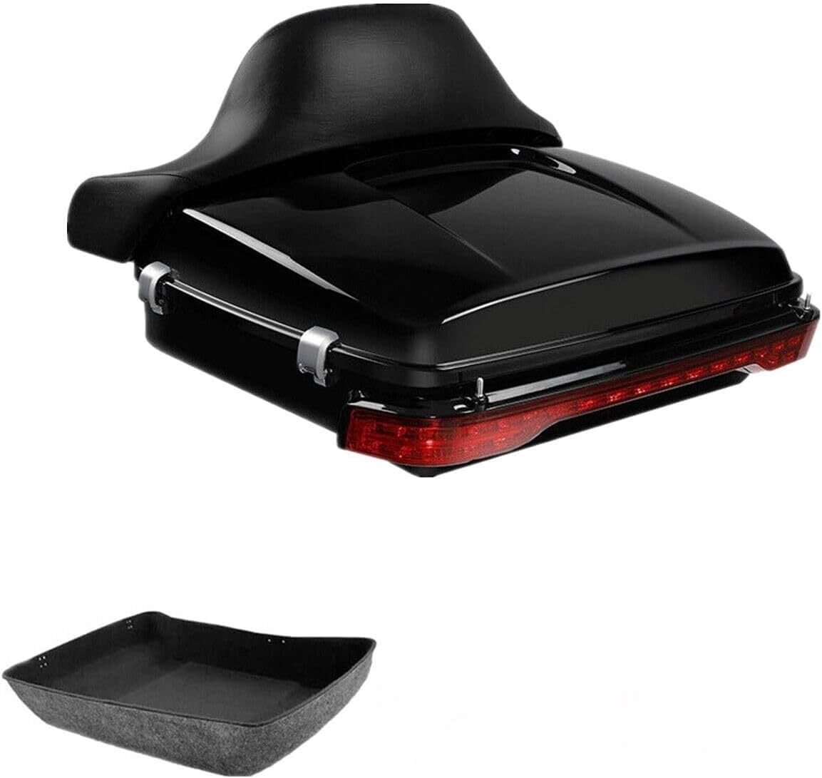 TCMT 10.7" Chopped Motorcycle Trunk Box Backrest LED Tail Light Fit For Harley Touring 2014-2025 Electra Glide Road Glide Road King FLHT FLTRX FLHR Chrome Latch Pack