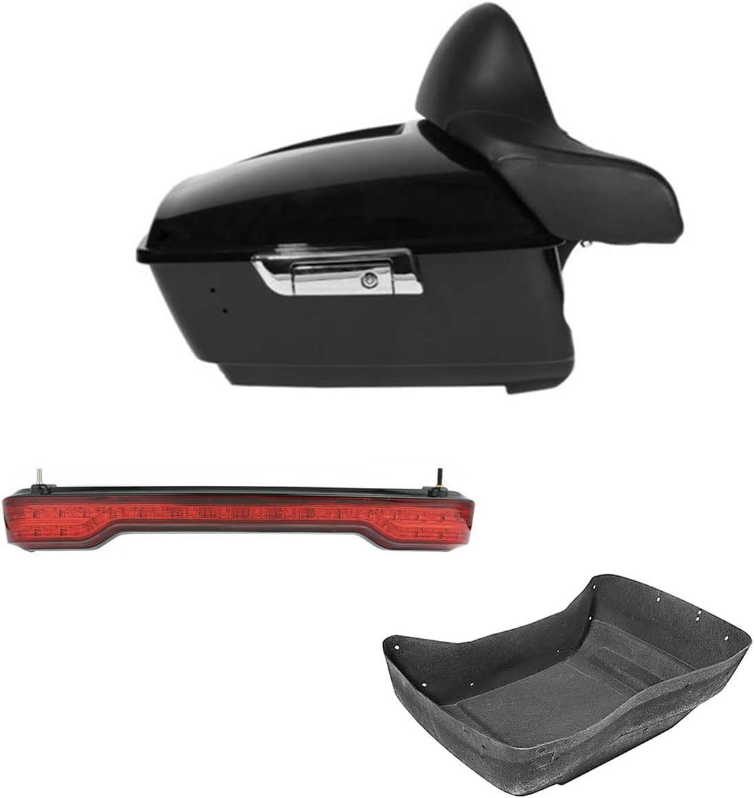 TCMT 13.7" King Motorcycle Trunk Box Wrap-Around Backrest Taillight Fit For Harley 2014-2025 Touring CVO Road King Road Glide Street Glide Electra Glide Pack
