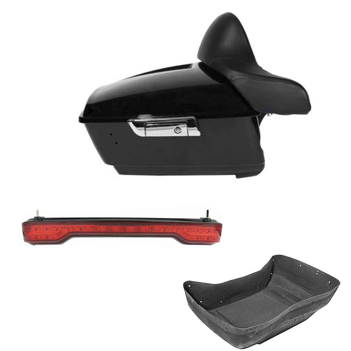 TCMT 13.7" King Motorcycle Trunk Box Wrap-Around Backrest Rear Speakers Fit For Harley 2014-2025 Touring CVO Road King Road Glide Street Glide Electra Glide Pack Trunk