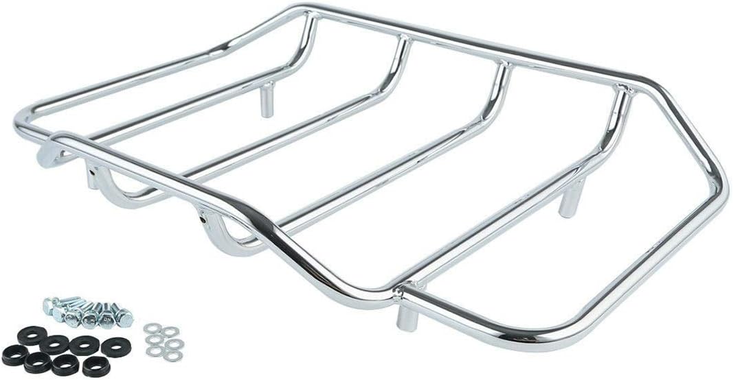 TCMT 13.7" King Motorcycle Trunk Backrest Pad Luggage Rack Two Up Mount Rack Base Plate Docking Fit For Harley 2014-2025 Touring CVO Road King Road Glide Street Glide Electra Glide Pack