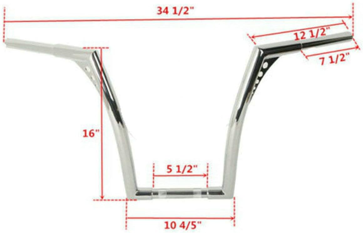 TCMT 16" Fat 1 1/4" Hanger Bar Handlebar Fits for Harley Road King Softail Slim Heritage Fat Boy Deluxe Deuce FLST FXST Sportster XL 883 1200 Dyna Super Glide Wide Glide Low Rider Fat Bob