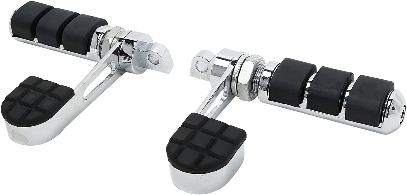 TCMT Anti Vibration Stirrup Heel Support Footpegs Fits For Harley Dyna Super Glide Wide Glide Street Bob Fat Bob Low Rider Heritage Softail Night Train Deluxe Sportster XL1200 XL883 (Chrome)