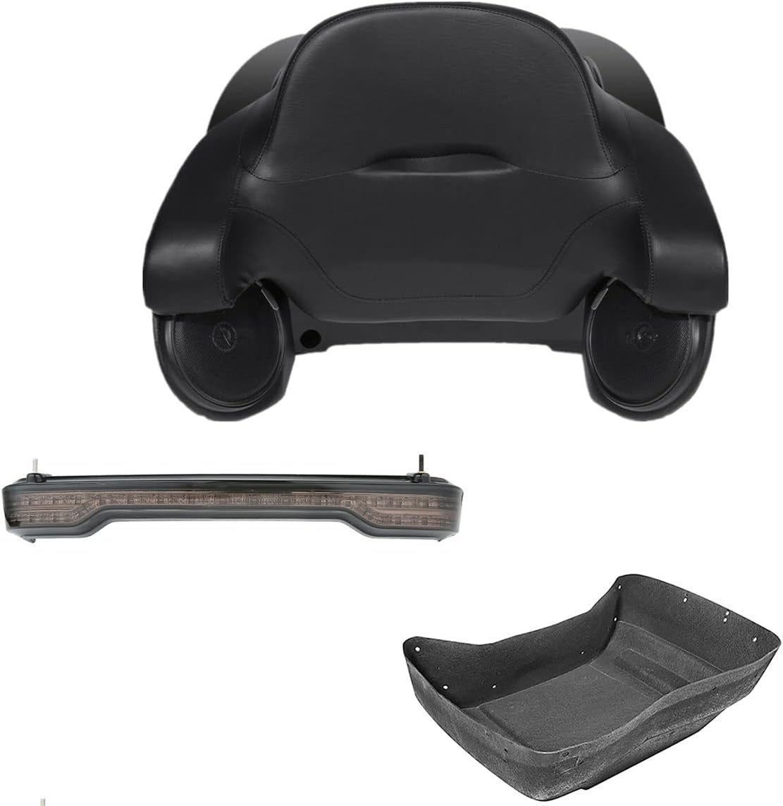 TCMT 13.7" King Motorcycle Trunk Box Wrap-Around Backrest Speakers Taillight Fit For Harley 2014-2025 Touring CVO Road King Road Glide Street Glide Electra Glide Pack