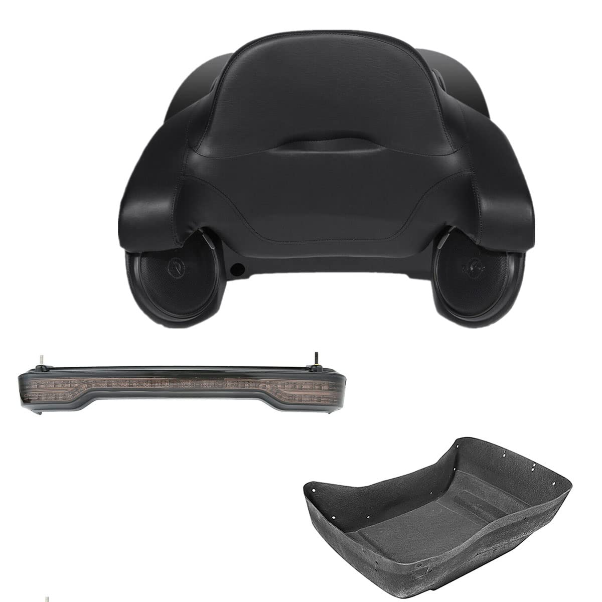 TCMT 13.7" King Motorcycle Trunk Box Wrap-Around Backrest 2 Up Mounting Rack Fit For Harley 2014-2025 Touring CVO Road King Road Glide Street Glide Electra Glide Pack