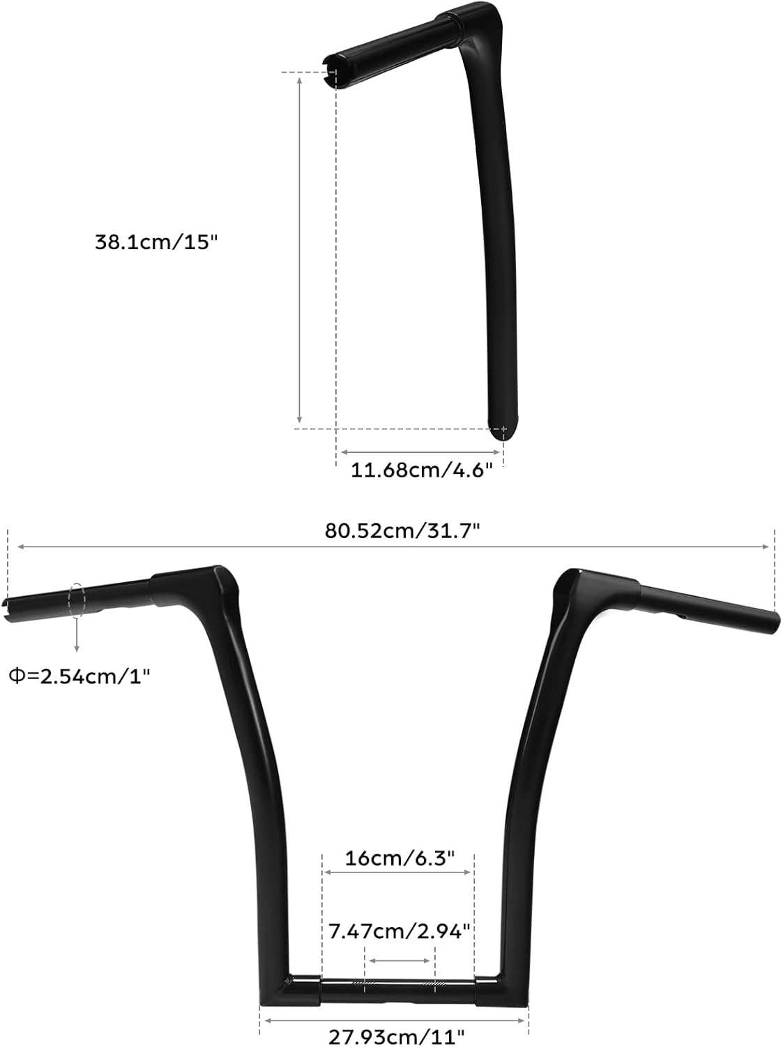 TCMT 1.25" Ape Hangers 15" Rise Handlebar Fit For Harley Softail FXLR FXBB 2018-2024 Breakout Fat Bob 107 18-19 Softail Slim 107 18-21 Softail Standard 107 20-23 Street Bob 114 21-23