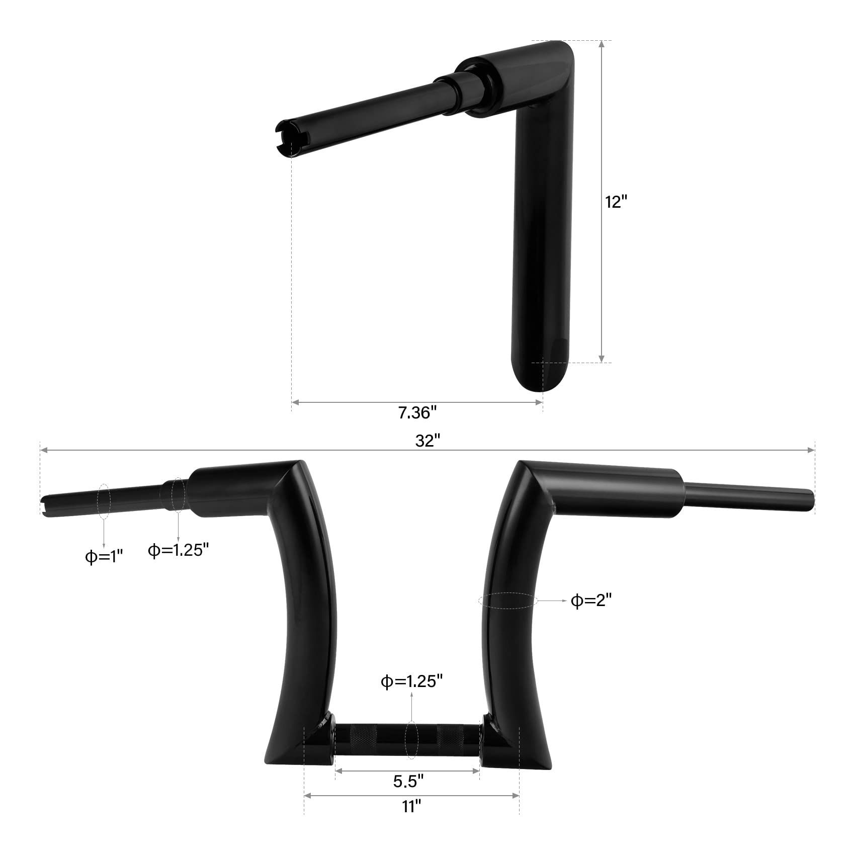 TCMT 16" Rise 2" Ape Hanger Handlebar Fit For Harley Road King Electra Road Glide Sportster XL 883 1200 Softail Slim Heritage Fat Boy Deluxe Deuce Dyna Super Wide Glide Low Rider Fat Bob