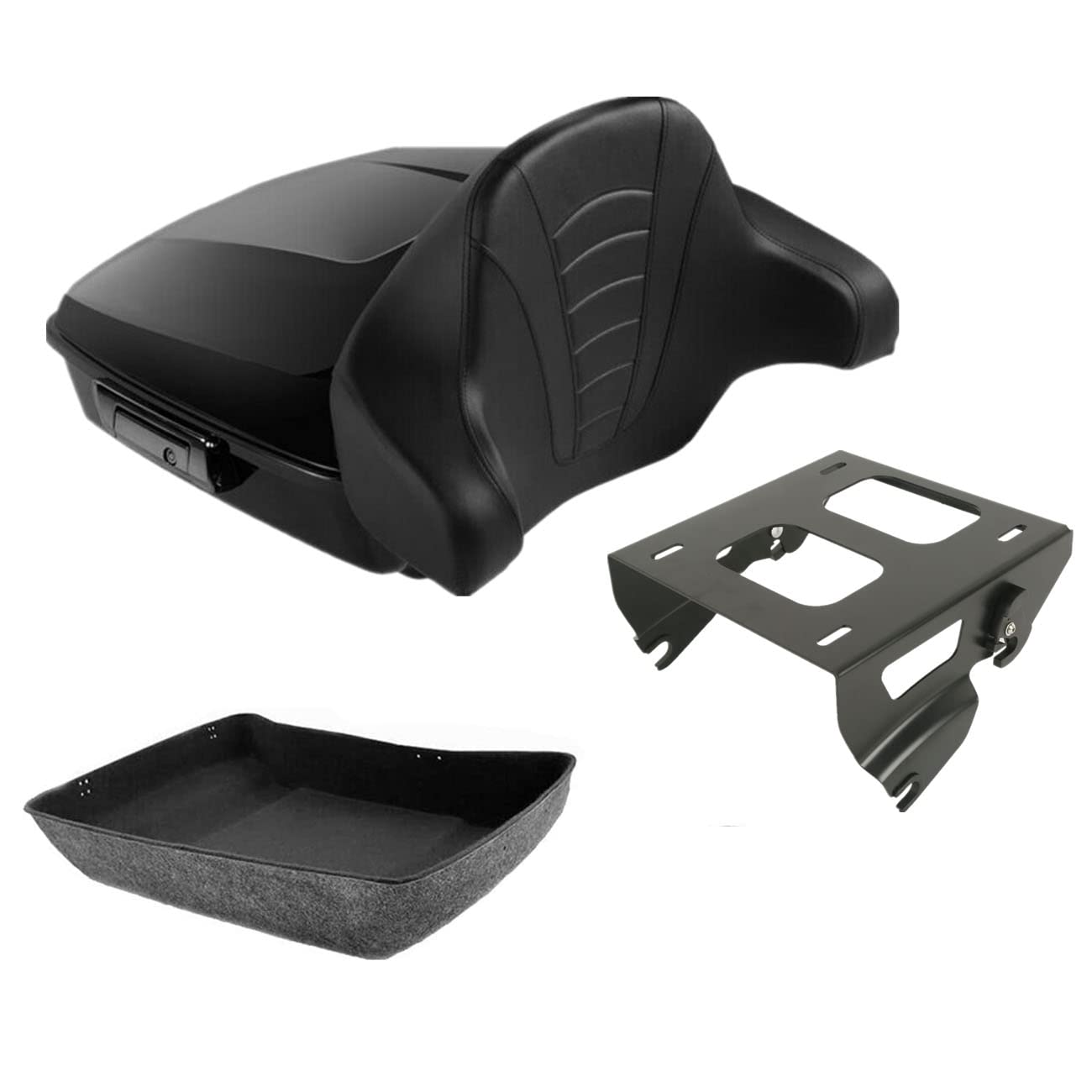 TCMT 10.7" Chopped Motorcycle Trunk Box Backrest LED Tail Light Fit For Harley Touring 2014-2025 Electra Glide Road Glide Road King FLHT FLTRX FLHR Chrome Latch Pack