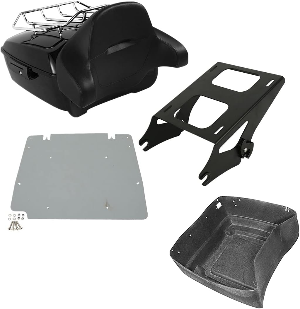TCMT 13.7" King Motorcycle Trunk Backrest Pad Luggage Rack Two Up Mount Rack Base Plate Fit For Harley 2014-2025 Touring CVO Road King Road Glide Street Glide Electra Glide Pack