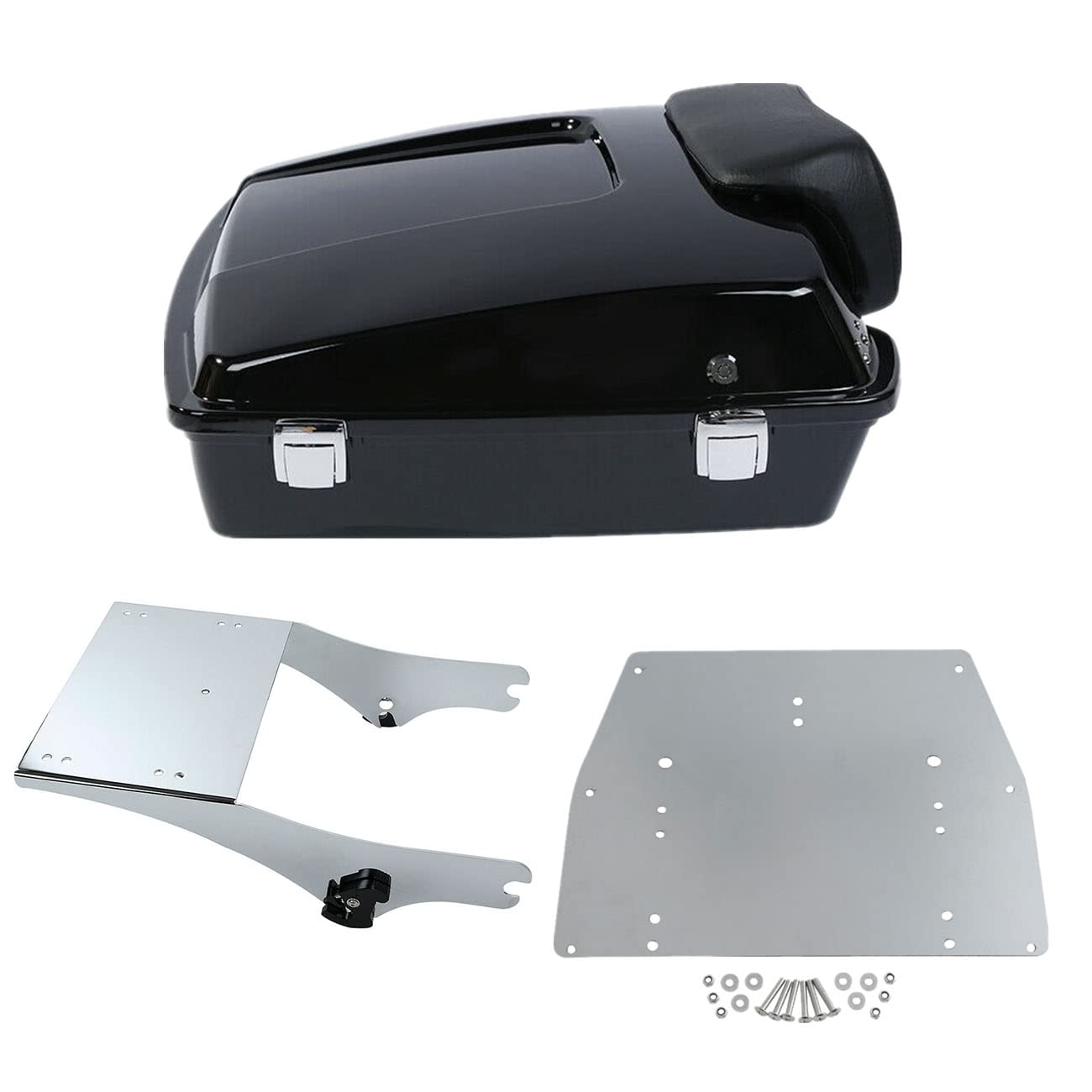 TCMT 5.5" Razor Motorcycle Trunk Backrest Pad Mount Rack Metal Base Plate Fit For Harley Touring 1997-2008 Touring Road King Electra Glide Road Glide Pack