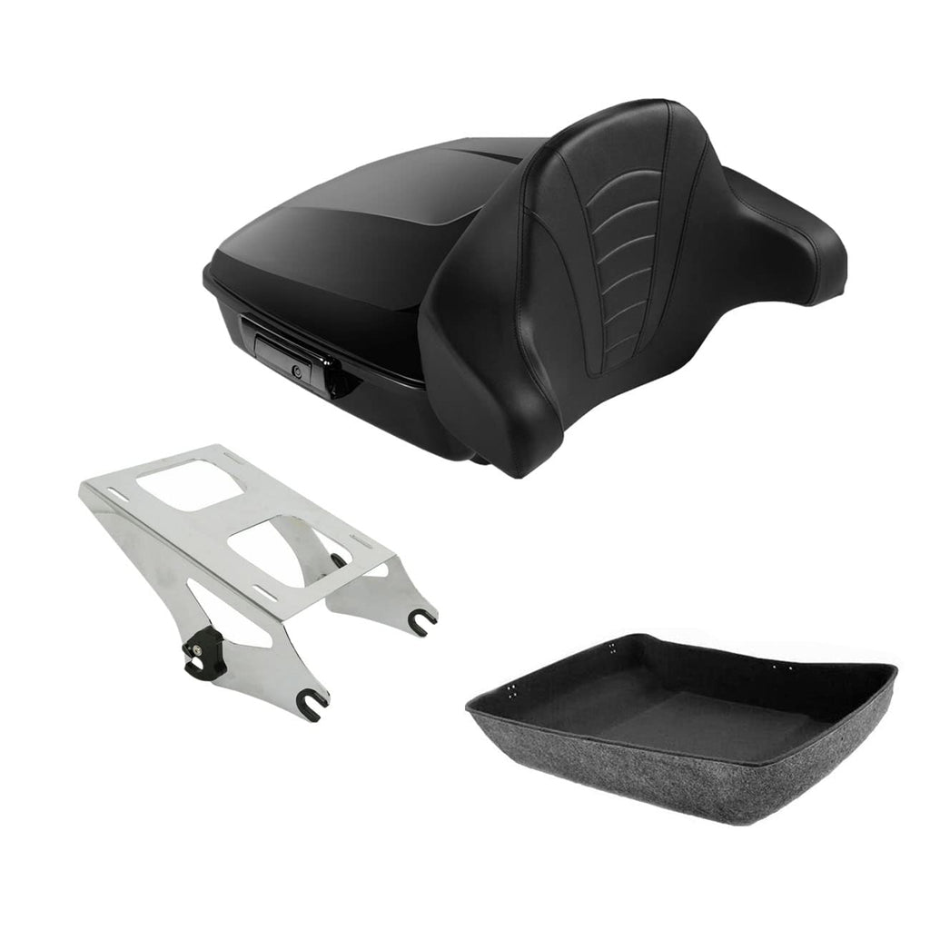 TCMT 10.7" Chopped Motorcycle Trunk Box Backrest LED Tail Light Fit For Harley Touring 2014-2025 Electra Glide Road Glide Road King FLHT FLTRX FLHR Chrome Latch Pack