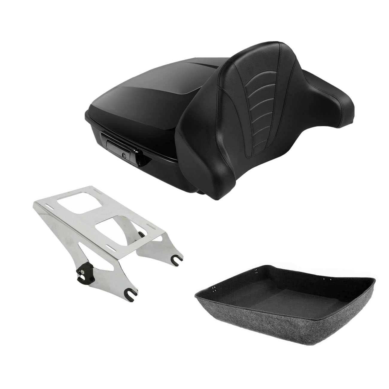 TCMT 10.7" Chopped Motorcycle Trunk Box Backrest LED Tail Light Fit For Harley Touring 2014-2025 Electra Glide Road Glide Road King FLHT FLTRX FLHR Chrome Latch Pack