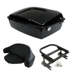 TCMT 10.7" Black Latches Chopped Motorcycle Trunk Box Backrest Pad Mount Rack Fit For Harley Touring 1997-2008 Road King Road Street Electra Glide Pack