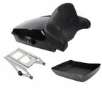 TCMT 10.7" Chopped Motorcycle Trunk Box Backrest LED Tail Light Fit For Harley Touring 2014-2025 Electra Glide Road Glide Road King FLHT FLTRX FLHR Chrome Latch Pack