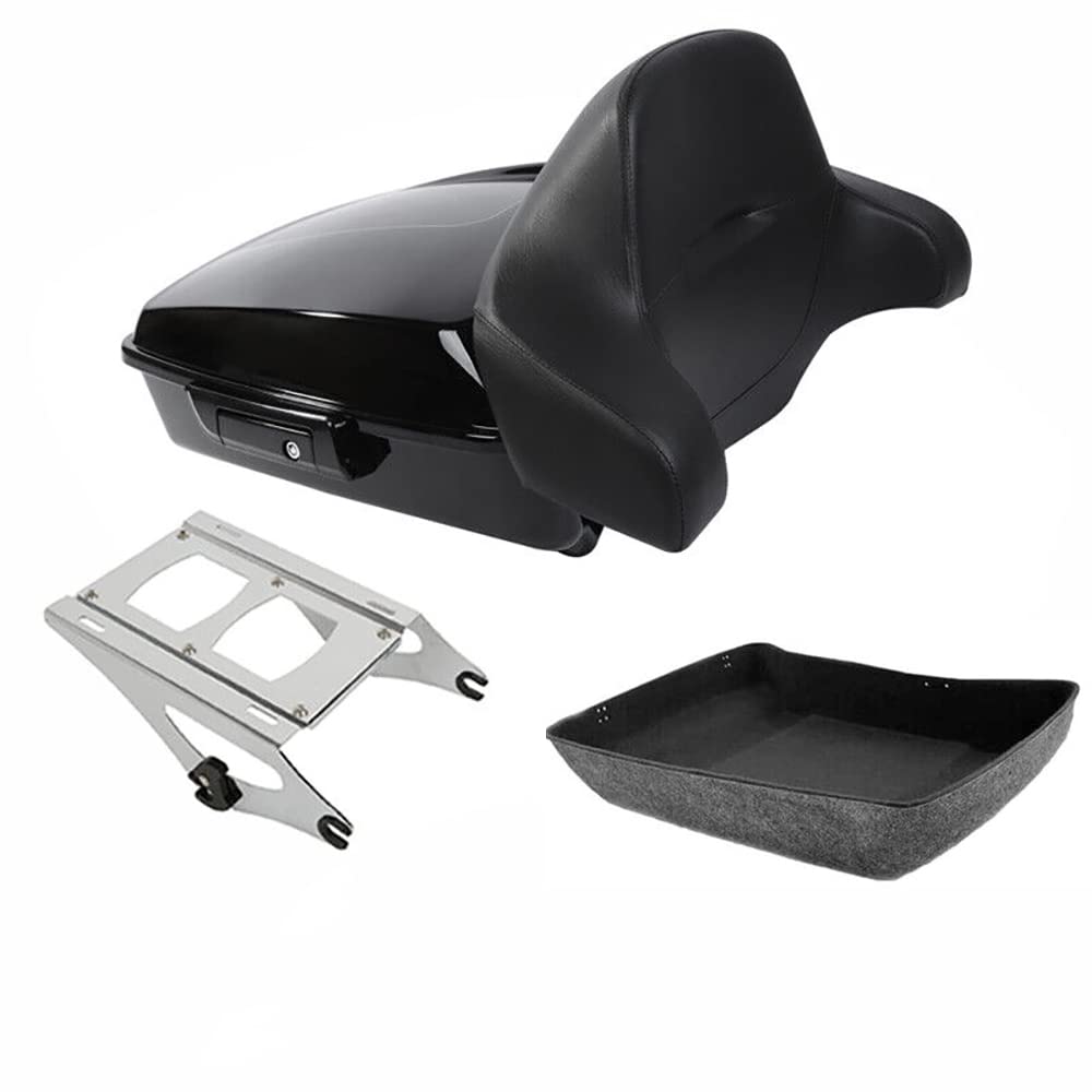 TCMT 10.7" Chopped Motorcycle Trunk Box Backrest LED Tail Light Fit For Harley Touring 2014-2025 Electra Glide Road Glide Road King FLHT FLTRX FLHR Chrome Latch Pack