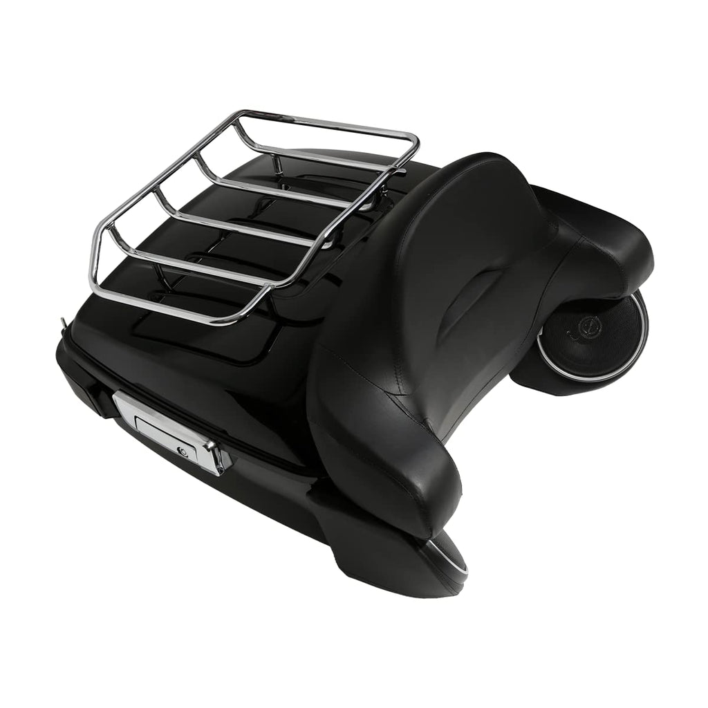 TCMT 13.7" King Motorcycle Trunk Box Wrap-Around Backrest 2 Up Mounting Rack Fit For Harley 2014-2025 Touring CVO Road King Road Glide Street Glide Electra Glide Pack